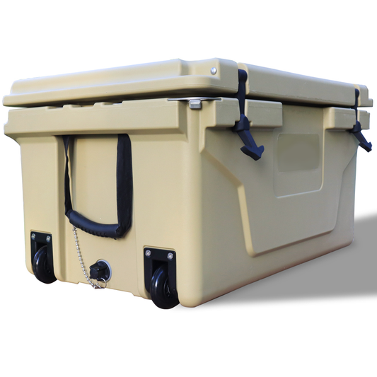 Cooler box 65QT Camping Ice Chest Beer Box Outdoor Fishing Cooler Khaki