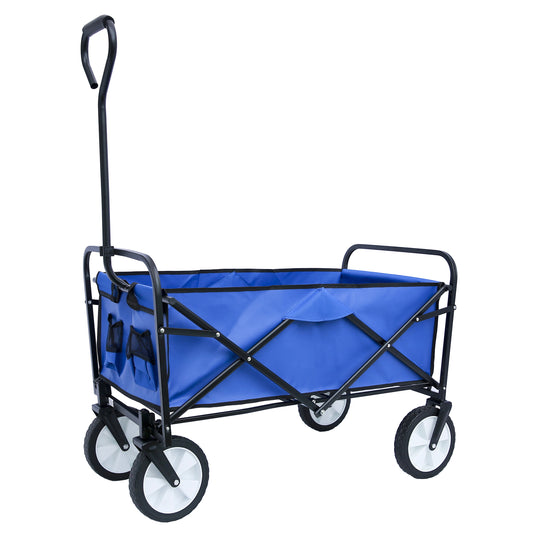 Elecwish Folding Wagon Garden Shopping Beach Cart (Blue)