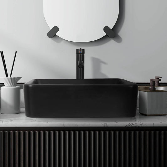 Black Rectangular Ceramic Vessel Sink BG1008