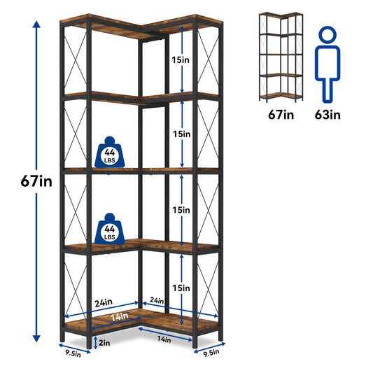 5 Tier Corner Bookshelf with LED Lights IF153