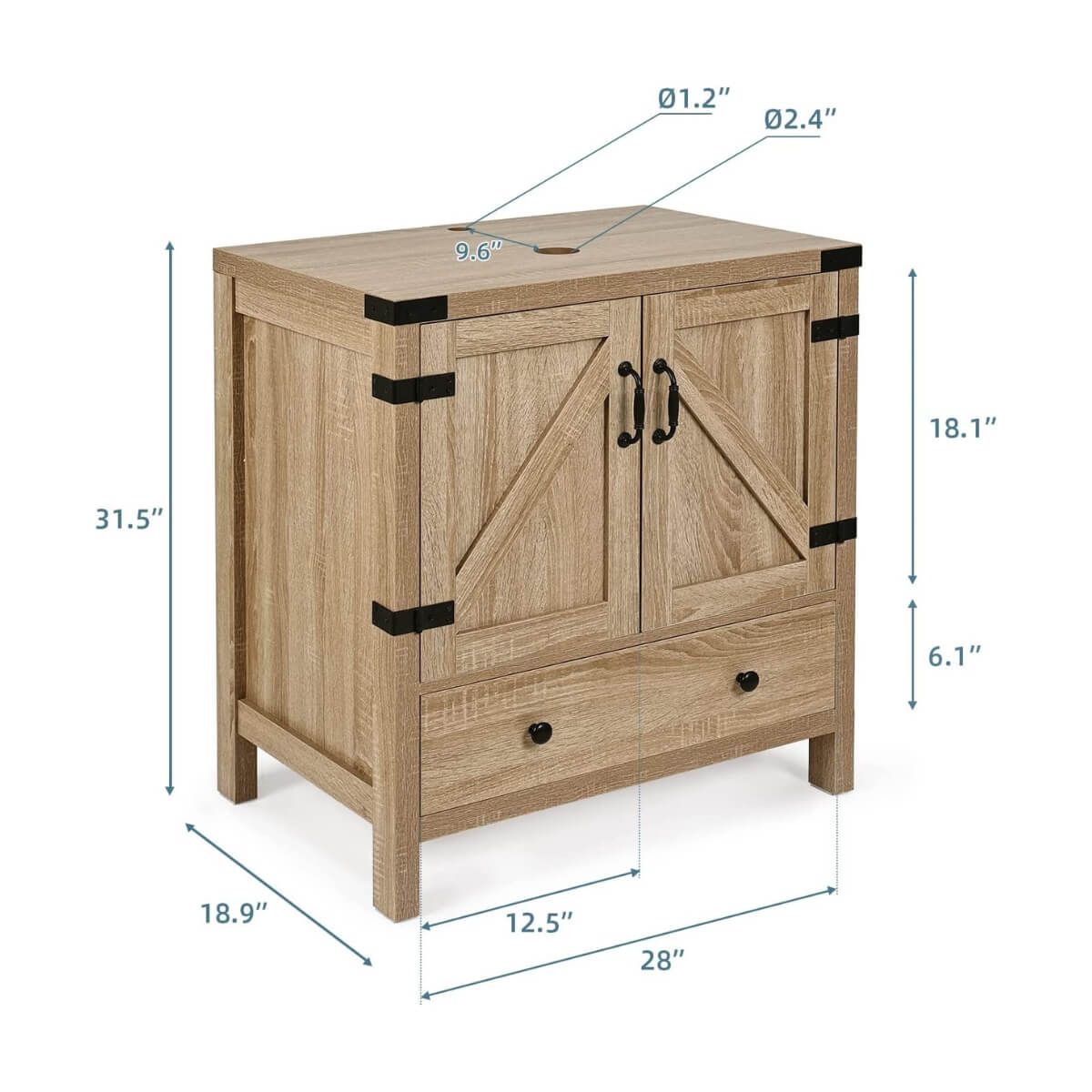 Elecwish 28" Bathroom Vanity Wood Fixture Stand Bathroom Cabinet size