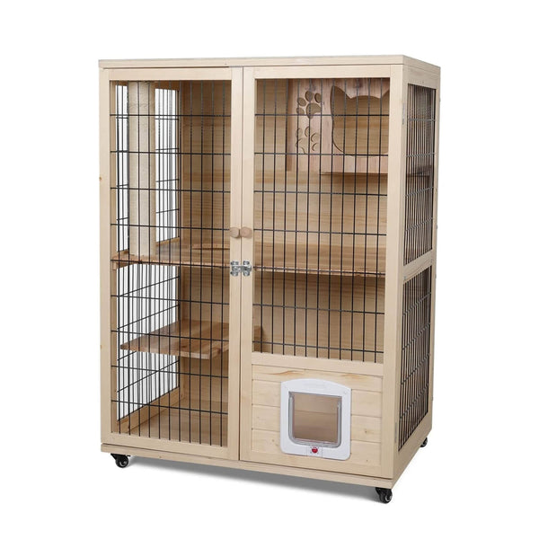 Multifunctional Wooden Cat House | 4 Zones Integrated | Environmentally ...