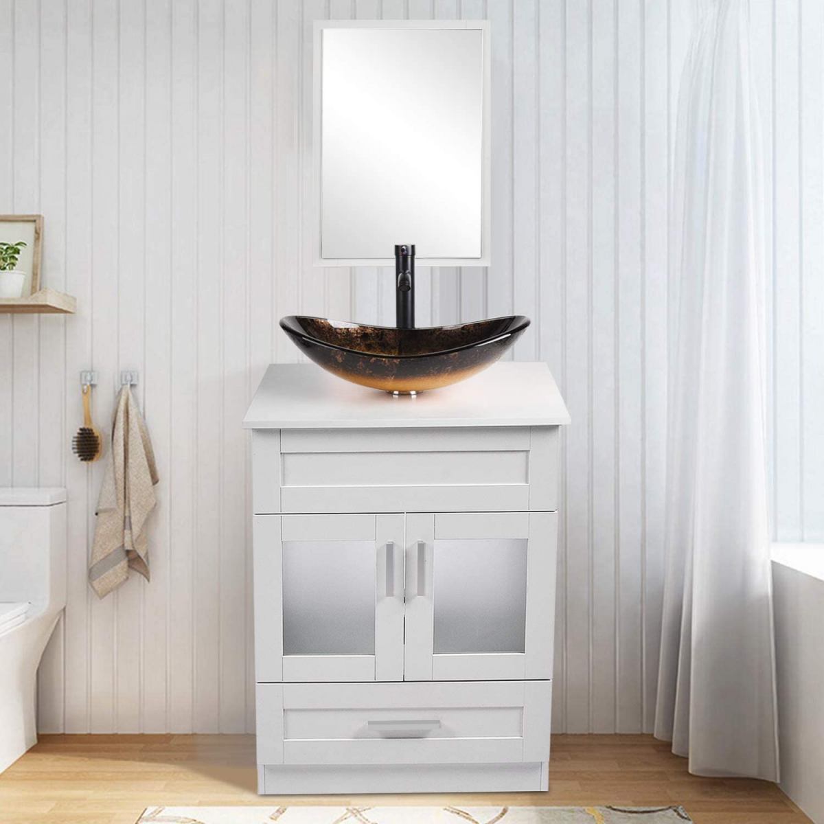 Eco-Friendly Bathroom Vanities Sets | Sustainable & Stylish |  Vanity with Round Clear Sink