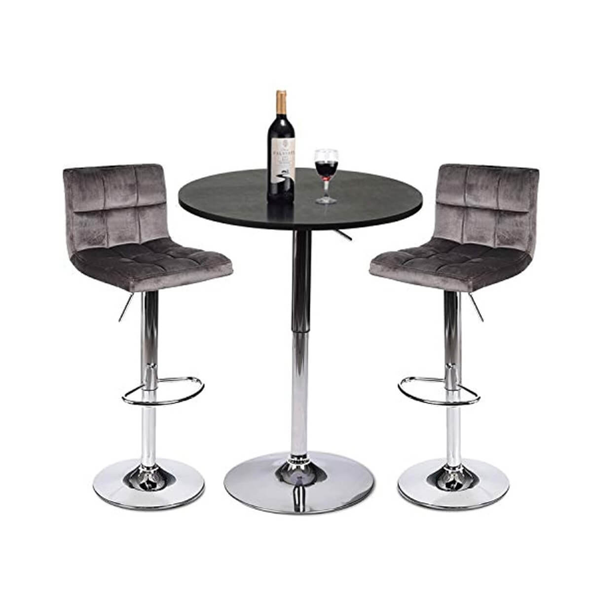 Black bar stools set best sale of 3