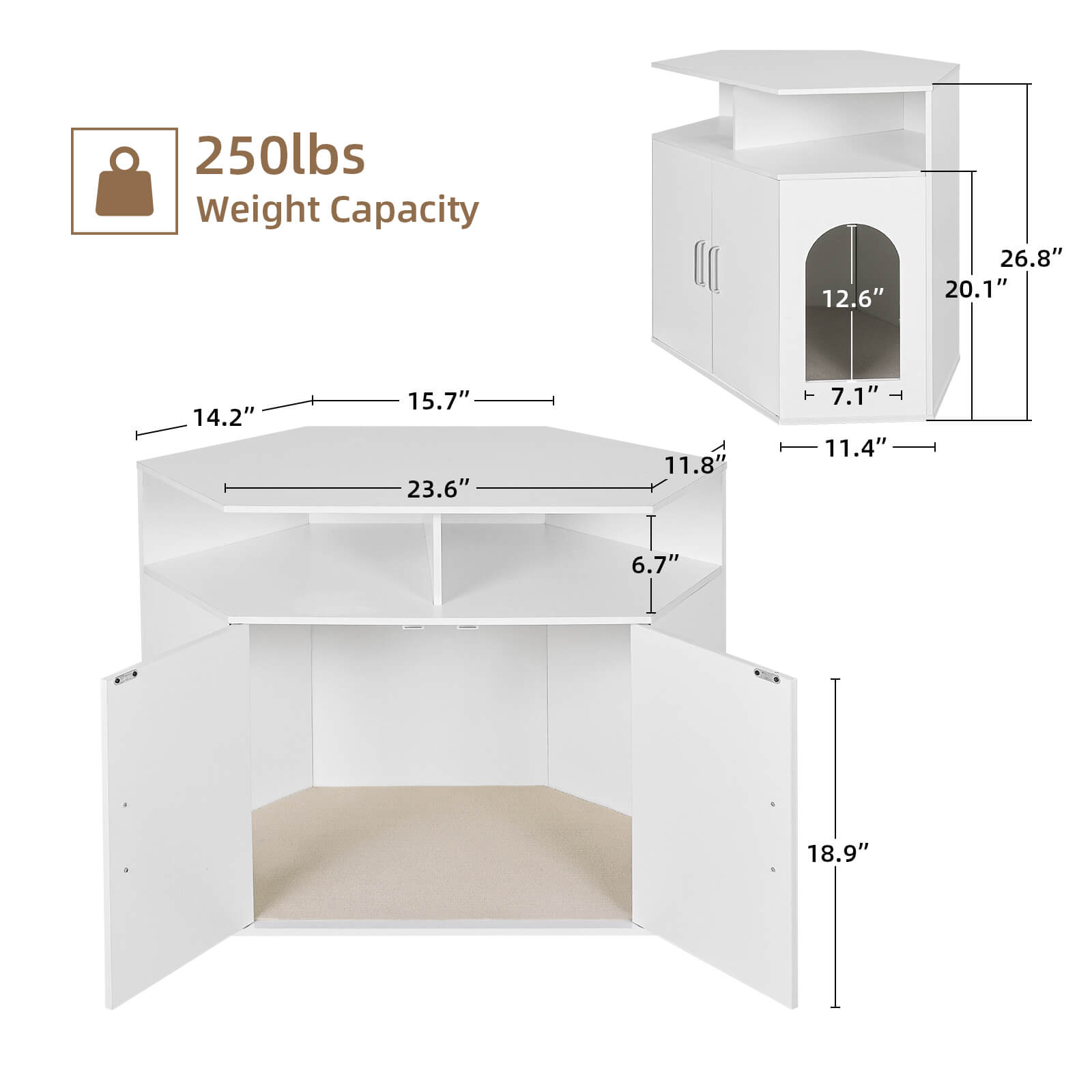 Corner Litter Box Enclosure Multifunctional Cat Furniture Elecwish