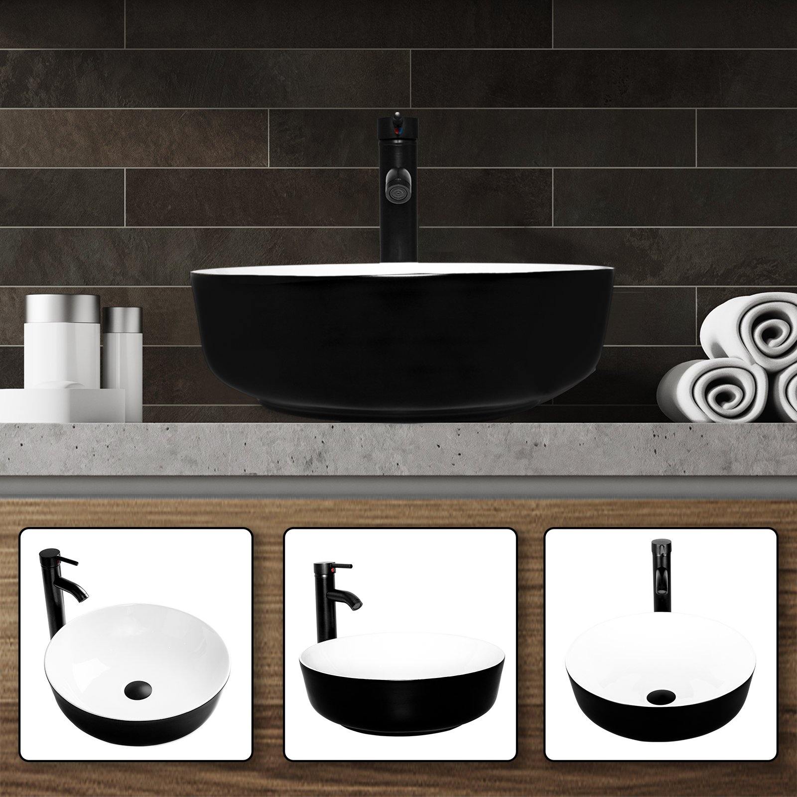 Ceramic Bathroom deals Hypnotic Circle Spiral Sink Basin, Cloakroom Vessel Sink, Washroom Countertop Basin, Bathroom Remodel, Black and White Sink