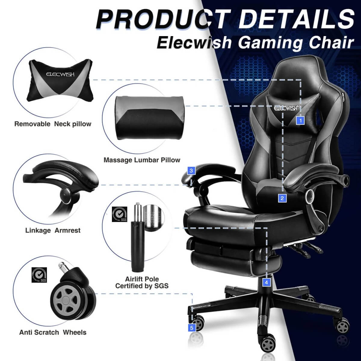 Elecwish gaming chair assembly sale