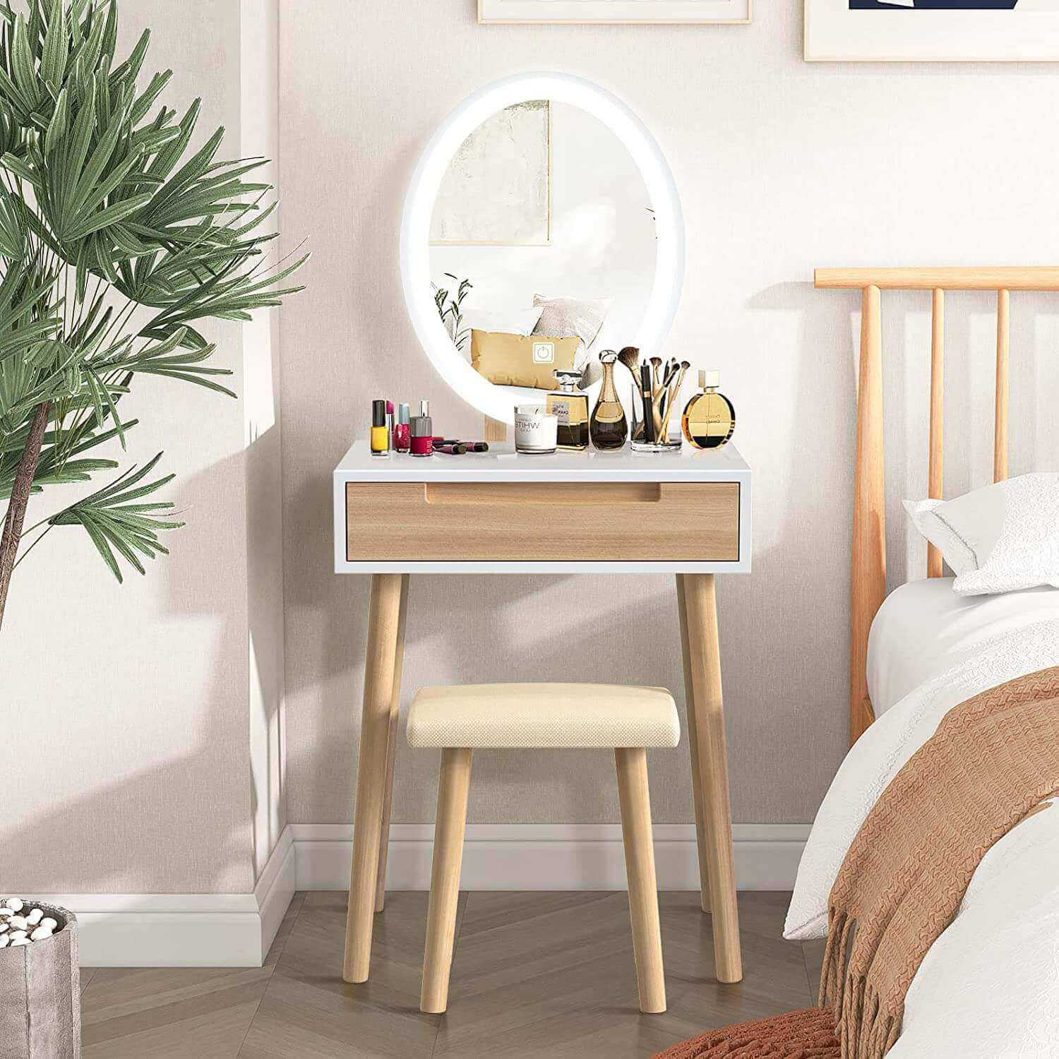 Makeup table and discount stool